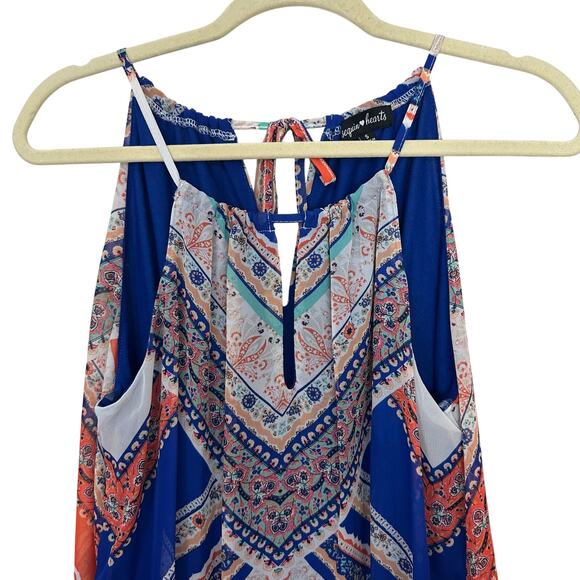 Sequin Hearts Scarf Dress Halter Keyhole Bohemian Sheer Lined Side Slit Small - Picture 3 of 9